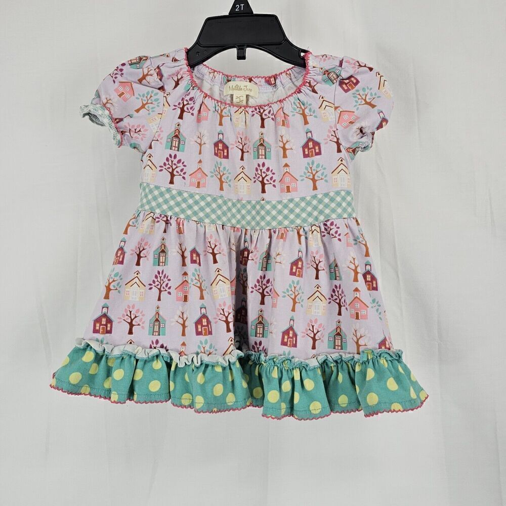 Matilda Jane Girl's Size 2 School House As You Wish Purple Green Peasant Top - Picture 2 of 7